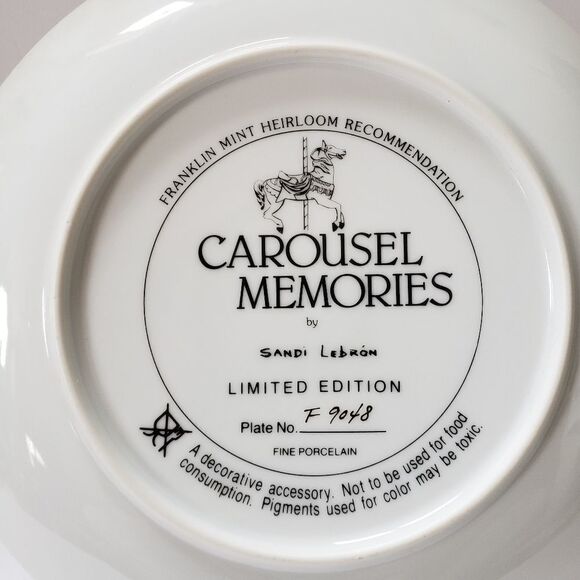 Franklin Mint Signed Porcelain Carousel Plate by Sandi Lebron - Picture 5 of 6